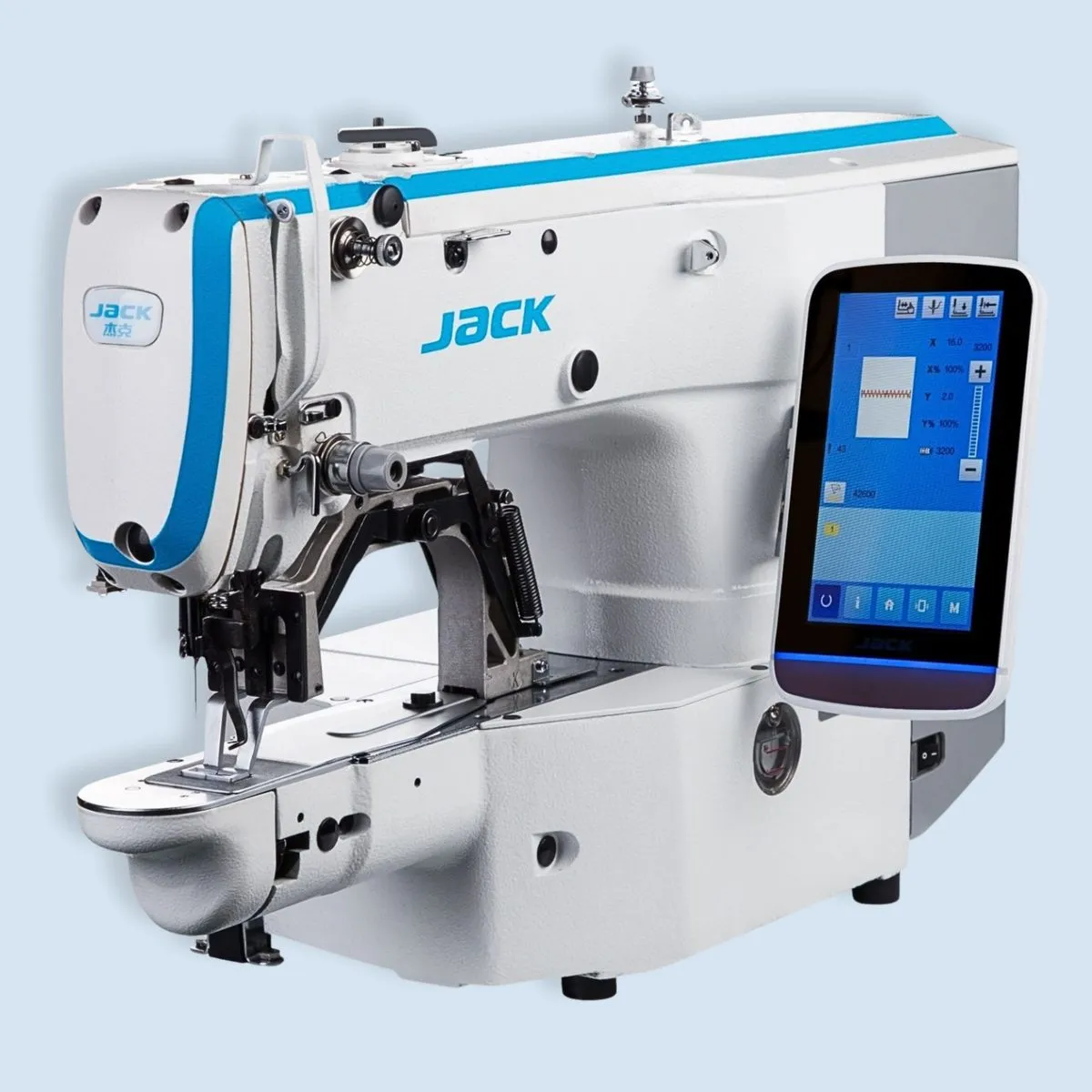 JACK JK-T1900GH-DII, Máquina de presillas electrónica para género grueso