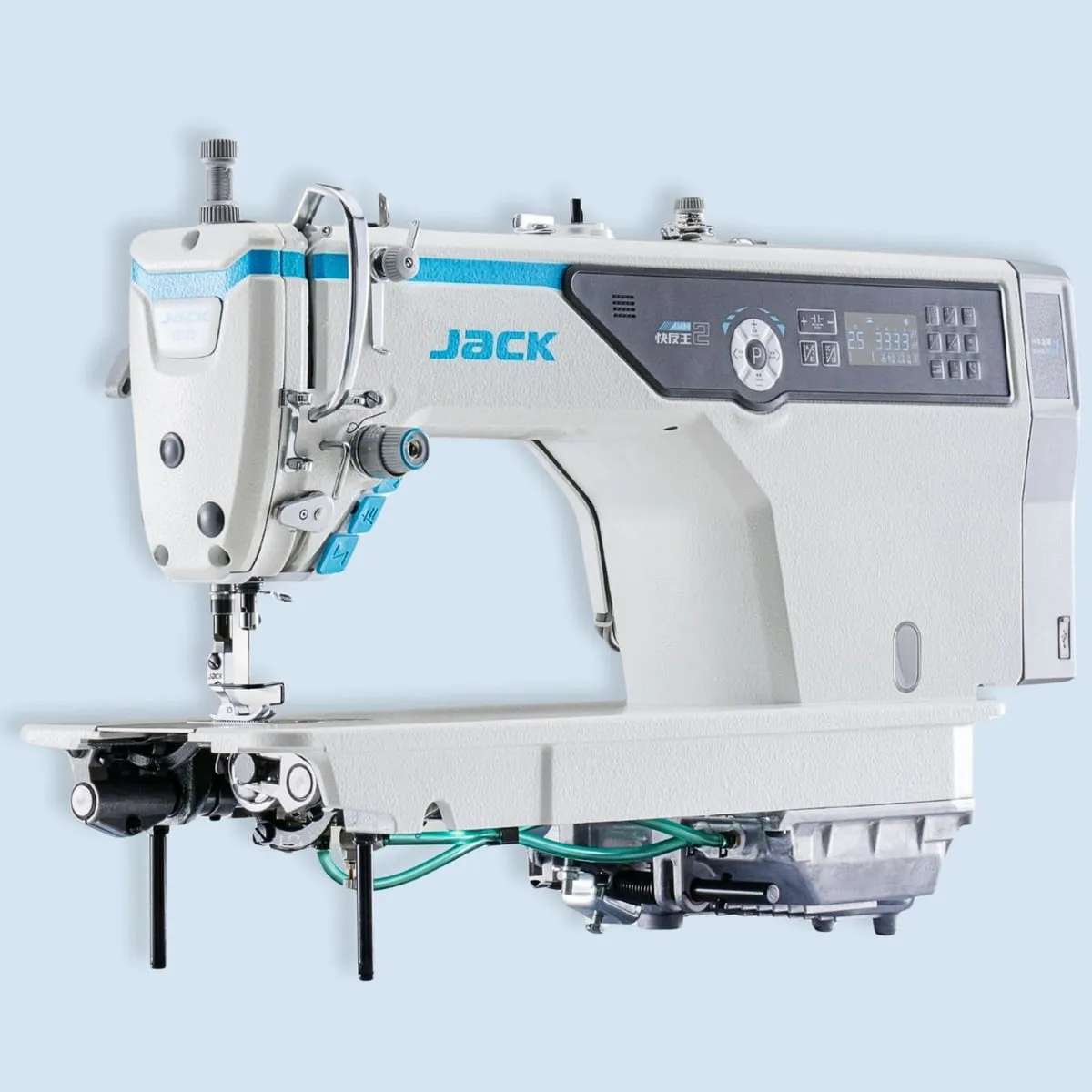 JACK JK-A5E-B, Máquina pespunte 1 aguja Direct Drive cortahílos con IA para género fino, medio y grueso