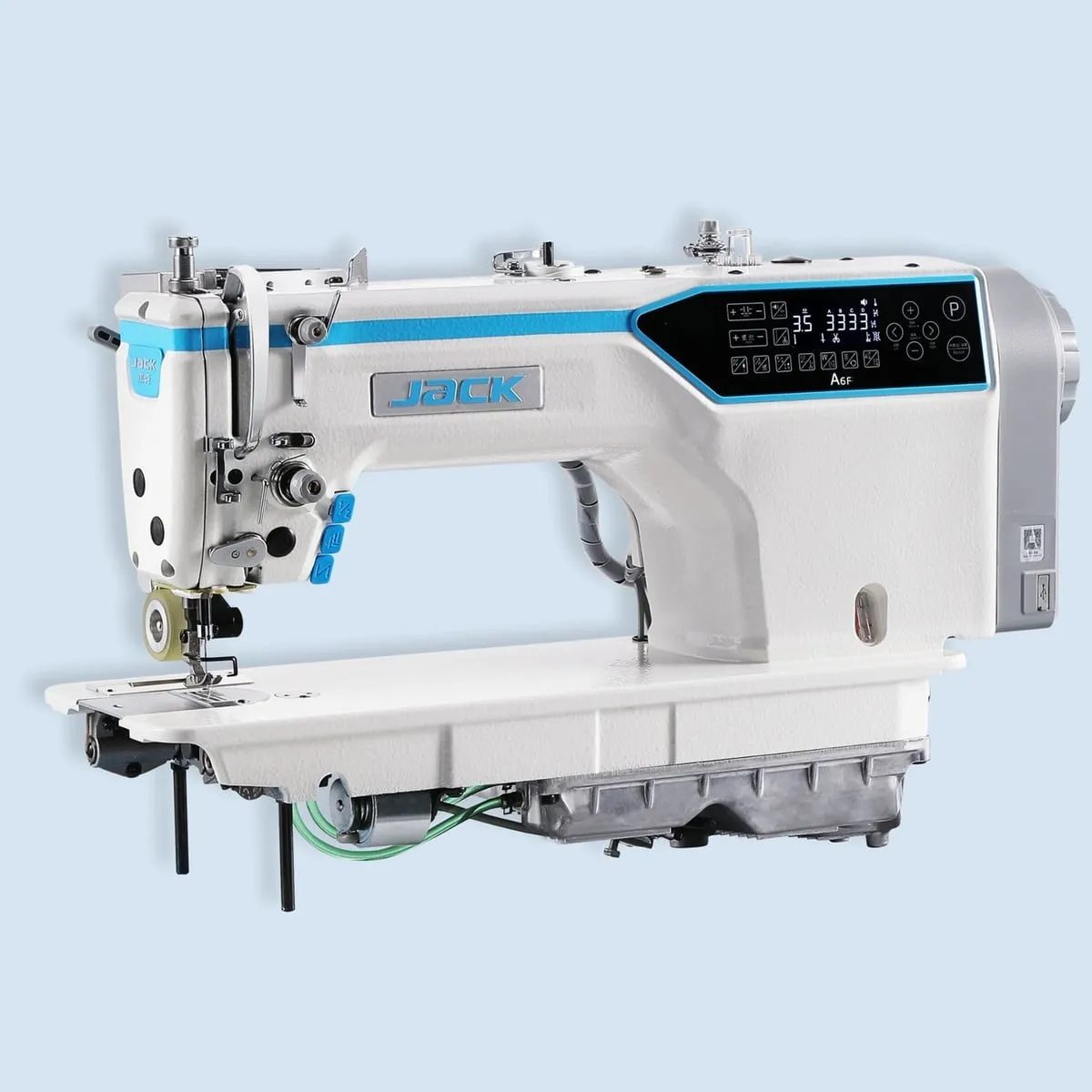 JACK JK-A6F-EQ-PK, Máquina pespunte 1 aguja cortahílos doble arrastre con puller