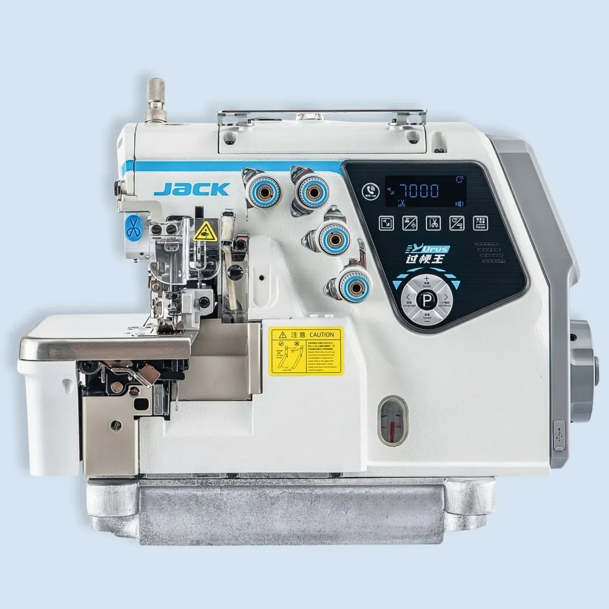 JACK JK-C7-5-03-233, Máquina remalladora de 5 hilos Direct Drive con IA, ancho de costura (5x5) 10 mm