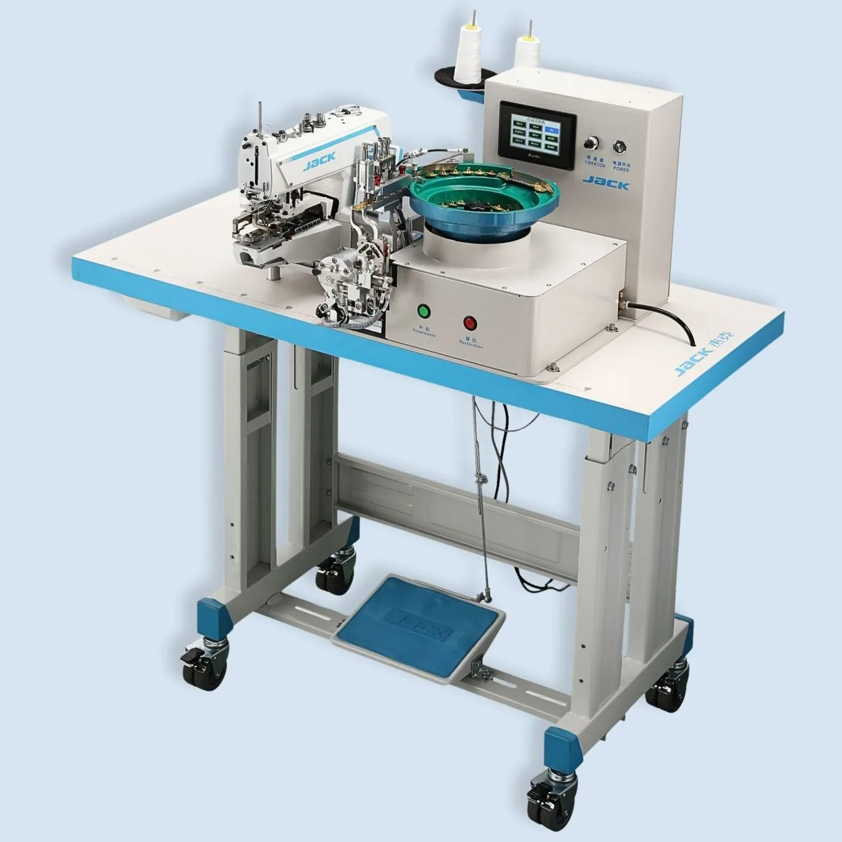 JACK JK-T373GVR, Máquina de coser botones de anilla con tolva