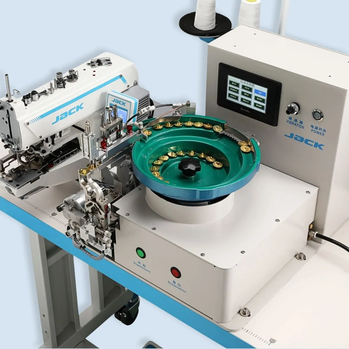 JACK JK-T373GVR, Máquina de coser botones de anilla con tolva, vista 2