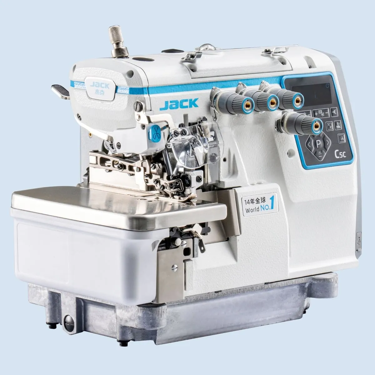 JACK JK-C5C-5-03-333, Máquina remalladora de 5 hilos Direct Drive con IA, cortahílos y alzaprensatelas, vista 2