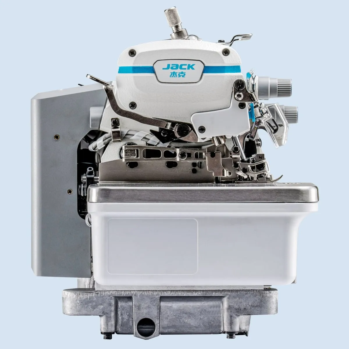 JACK C5C-6-03-333, Máquina remalladora 6 hilos Direct Drive con IA, cortahílos y alzaprensatelas, vista 3