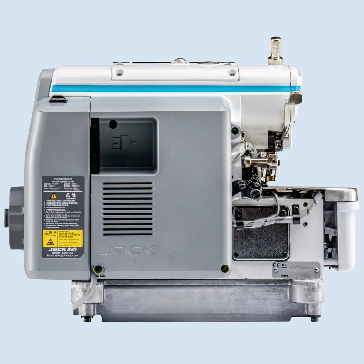 JACK C5C-6-03-333, Máquina remalladora 6 hilos Direct Drive con IA, cortahílos y alzaprensatelas, vista 4